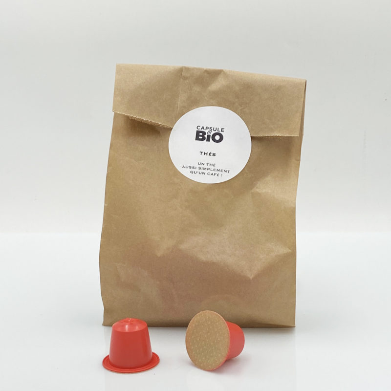 Sachet de capsules thé noir Chaï, 100% biodégradables et biocompostables, compatibles Nespresso®