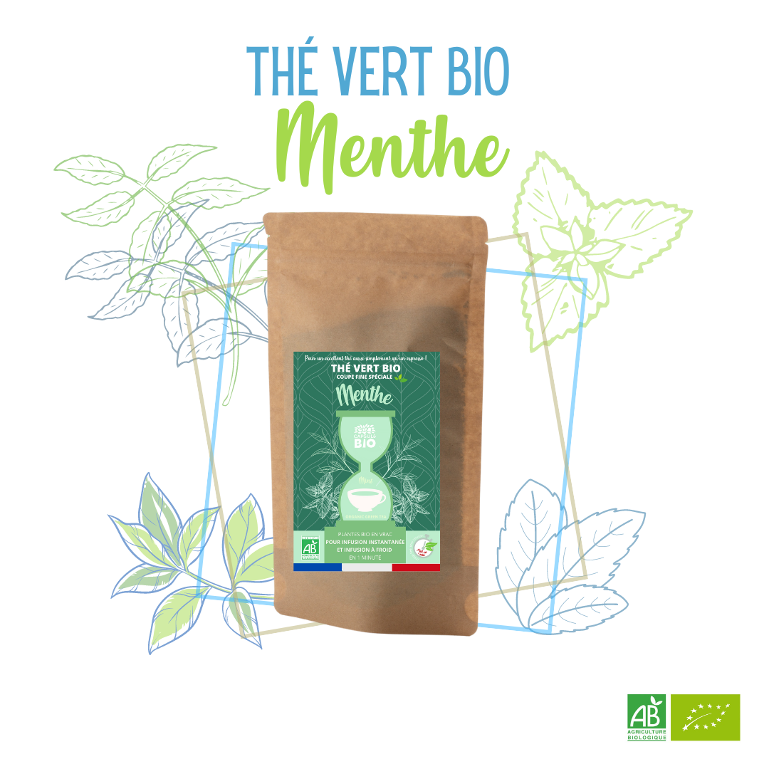 Thé vert menthe bio – feuilles entières vrac