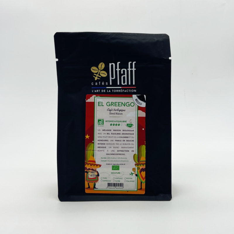 Sélection Capsulebio café torréfié moulu El Greengo torréfacteur café français Pfaff