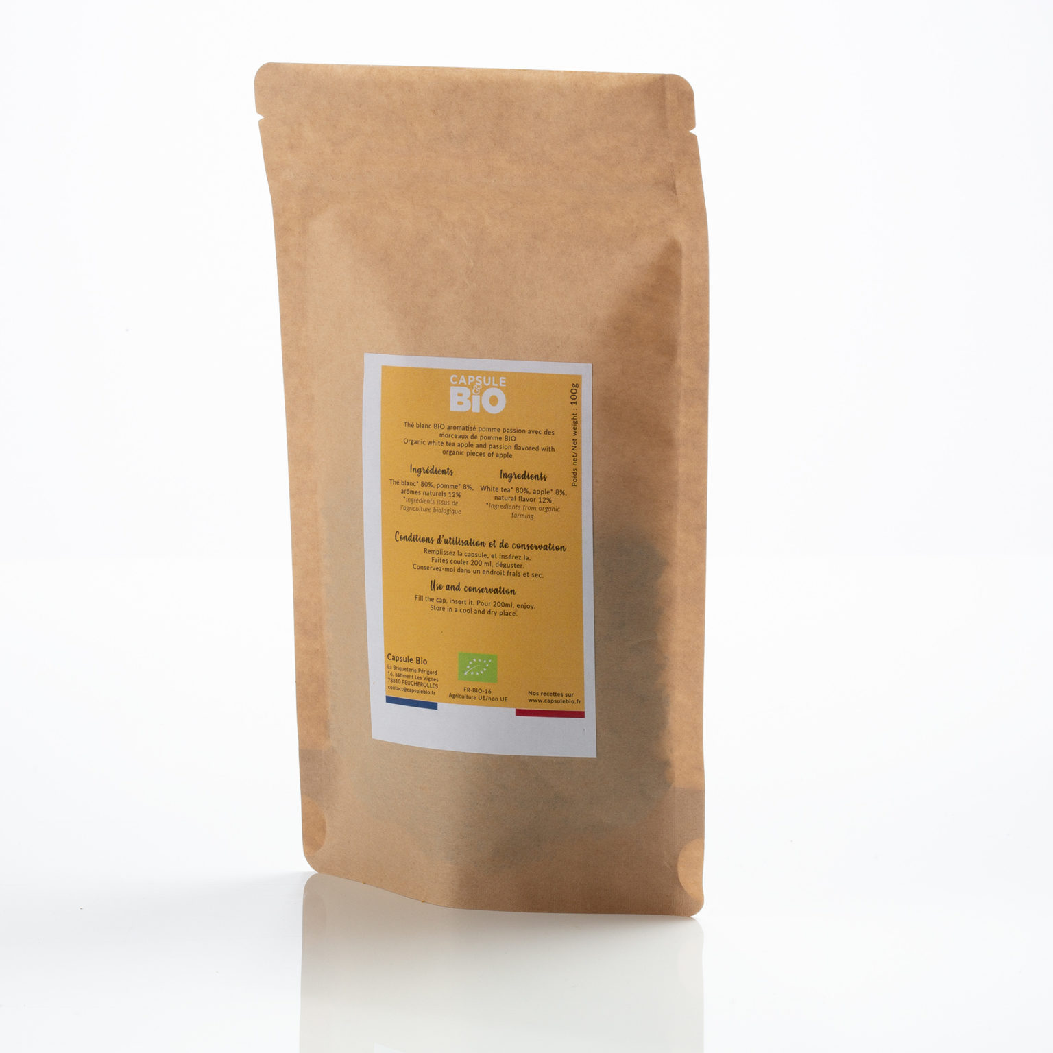 Capsulebio sachet thé en vrac recette thé blanc pomme passion bio