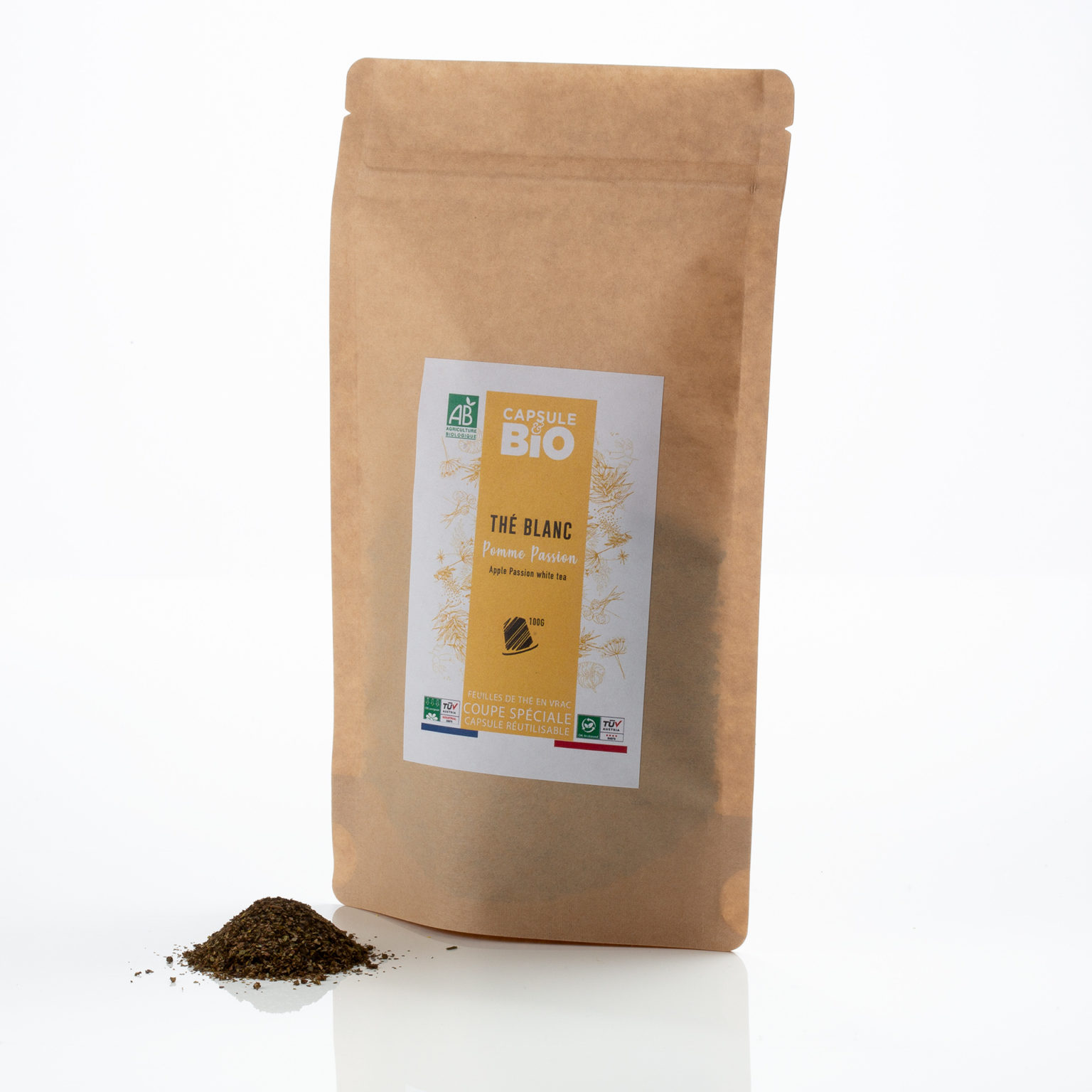 Capsulebio sachet thé en vrac recette thé blanc pomme passion bio