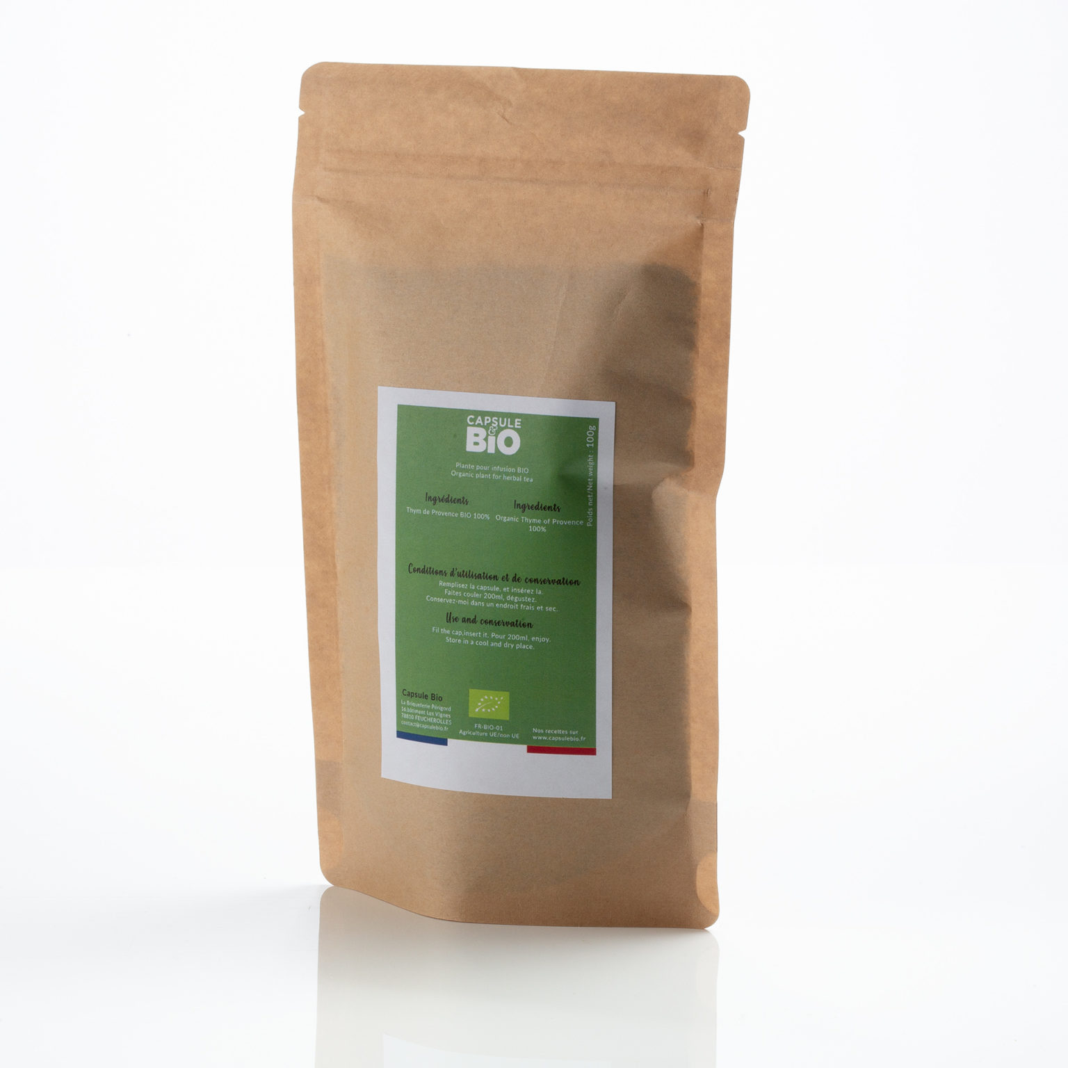 Capsulebio sachet infusion en vrac recette thym de Provence bio