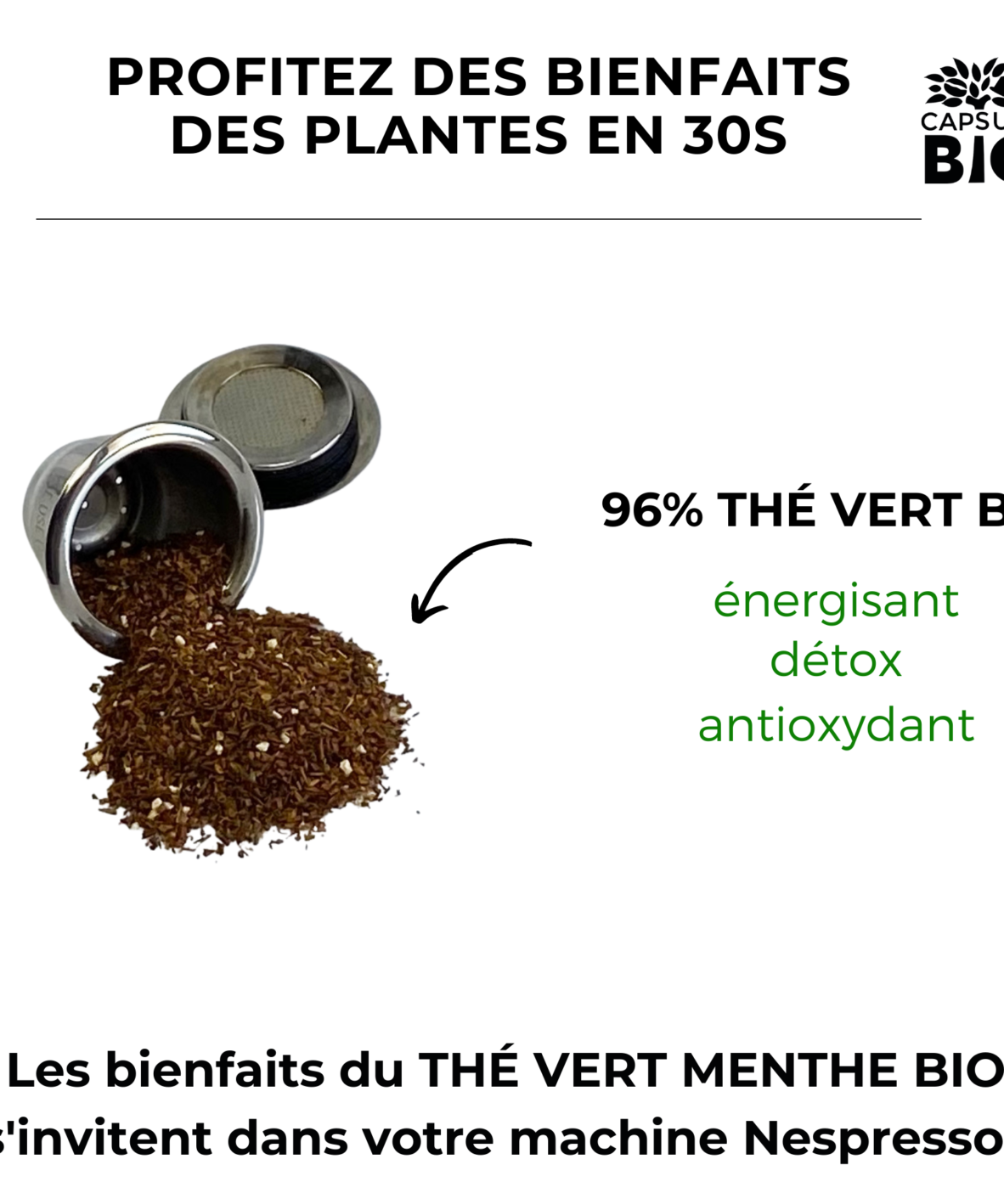 Alternative view of Thé vert NATURE bio, feuilles de thé en vrac - coupe fine spéciale