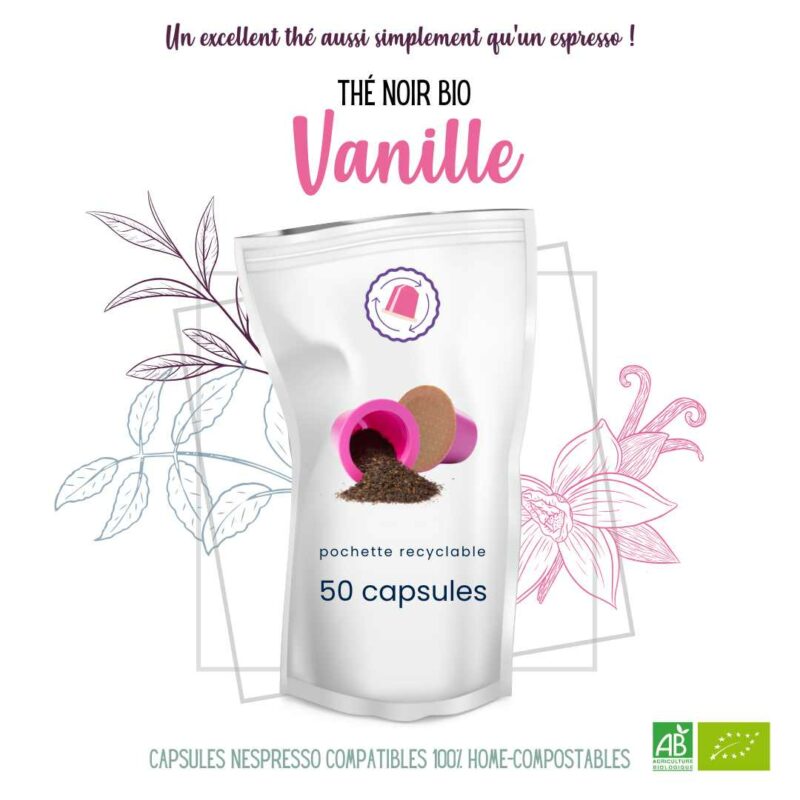capsulebio_thé noir VANILLE bio_pochette recyclable_50 capsules