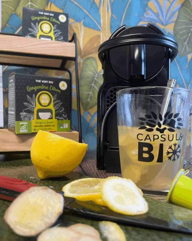 capsulebio_thé contre le froid_thé vert gingembre citron bio capsule nespresso® compatible