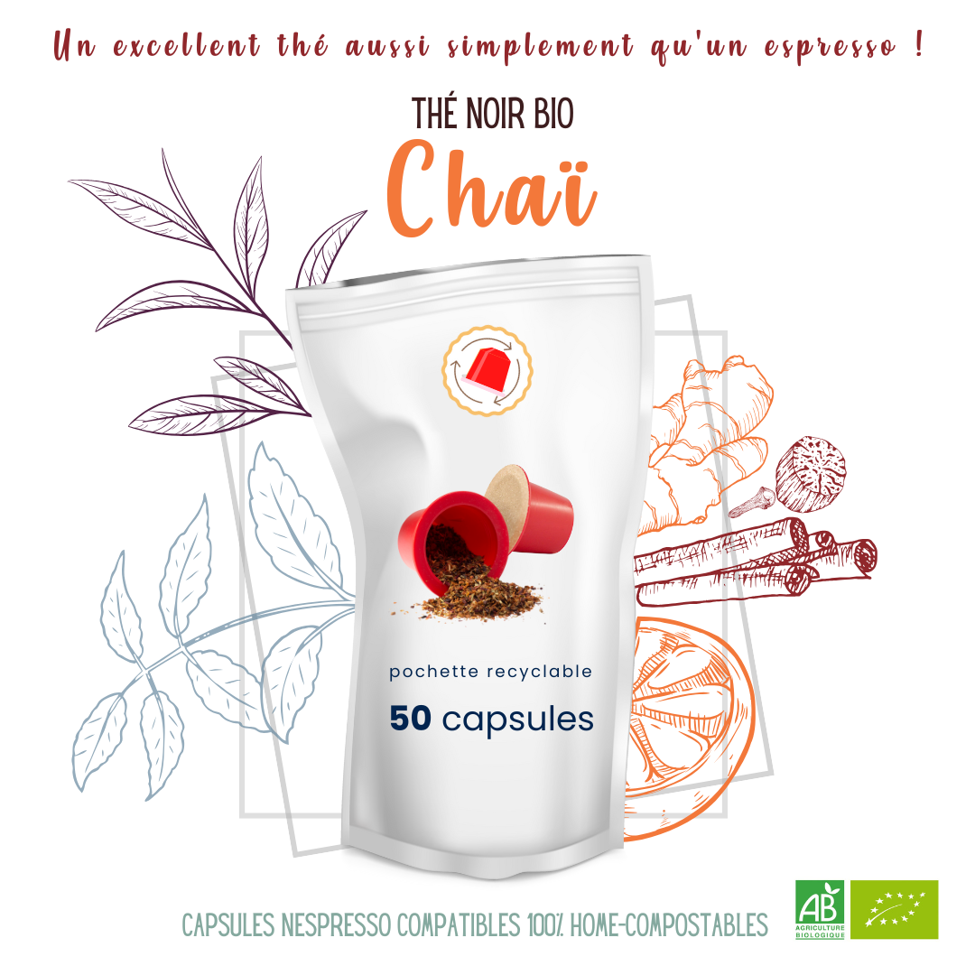 capsulebio_thé noir CHAÏ bio_pochette recyclable_50 capsules